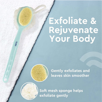 GUBB 2 IN 1 Loofah with Handle Back Scrubber, Dual Sided Exfoliating for Cleanse, Exfoliate & Massage