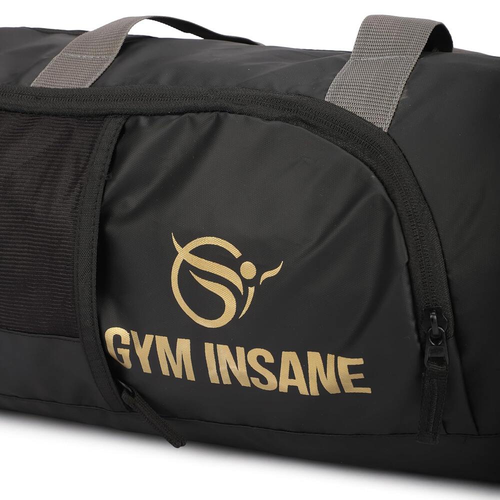 GYM INSANE Gym Duffle Bags for Men Gym Bag with Shoe Compartment for Men - Women - Boys & Girls (Black/Golden)