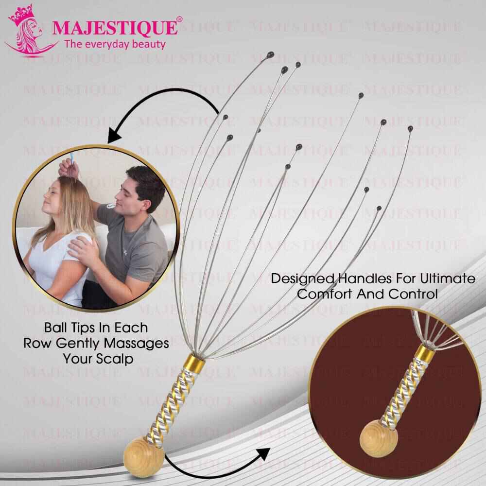 Majestique Head and Scalp Massager, Handheld Head Massage Tingle Stress Relief (Color May Vary)