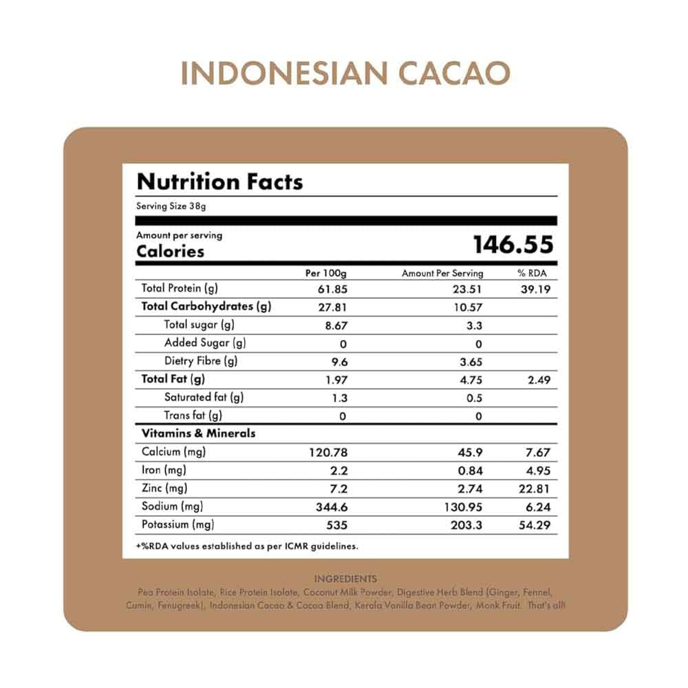Cosmix No Nonsense Plant Protein - Indonesian Cacao (500 gms)
