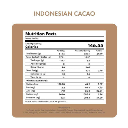 Cosmix No Nonsense Plant Protein - Indonesian Cacao (500 gms)