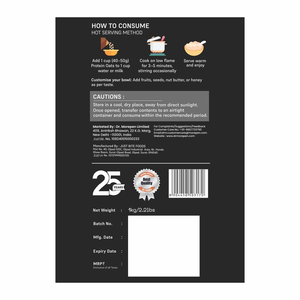 Dr. Morepen Protein Oats Chocolate Flavour- 1 kg