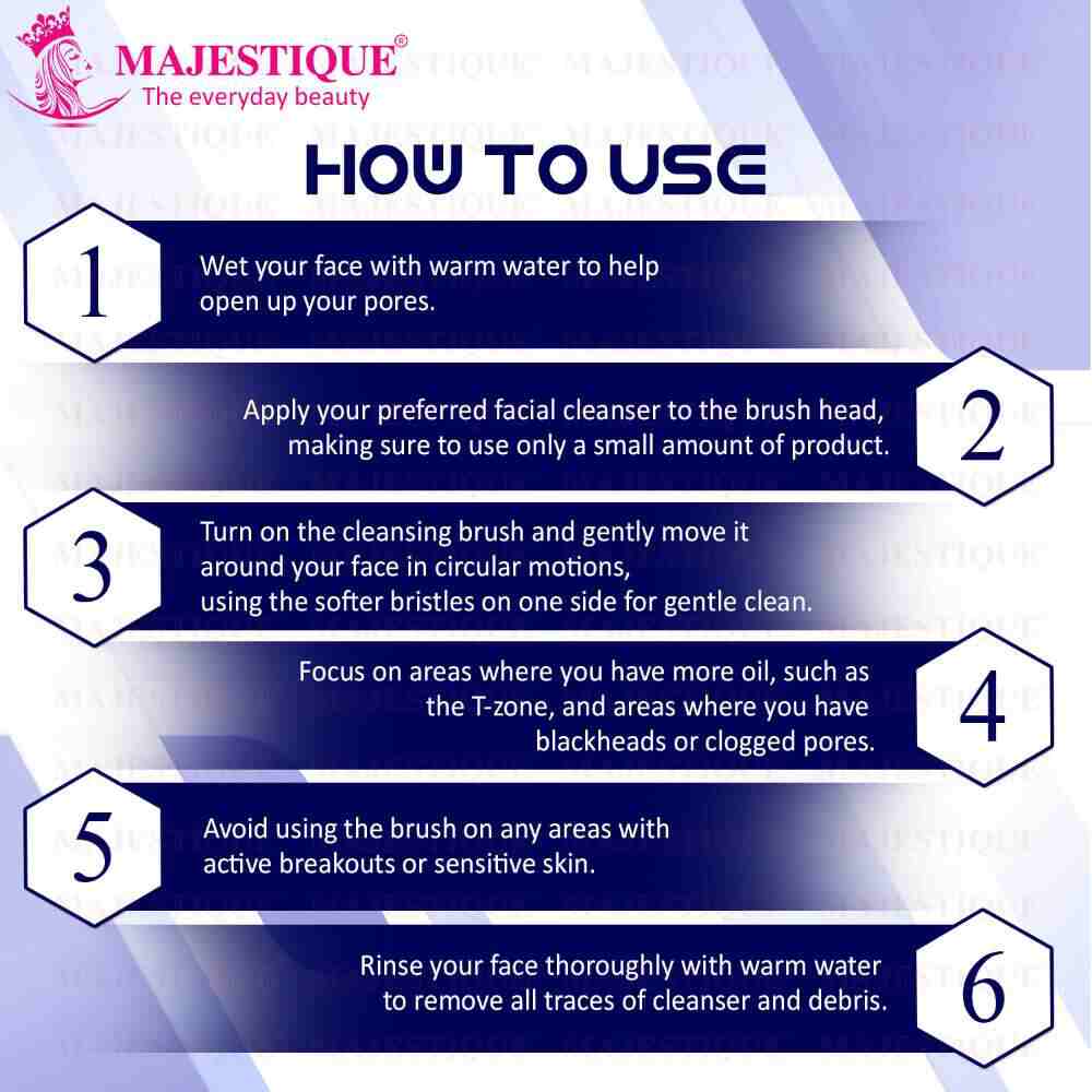 Majestique Face Exfoliator Brush FC3 Deep Pore Cleaning, Soft Silicone Facial Wash Massage Brush (Color May Vary)