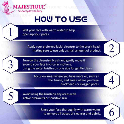 Majestique Face Exfoliator Brush FC3 Deep Pore Cleaning, Soft Silicone Facial Wash Massage Brush (Color May Vary)