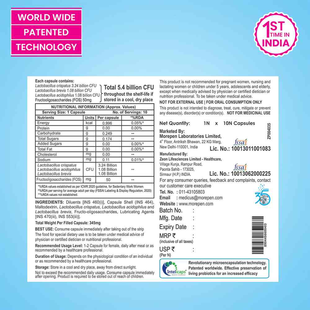 Dr. Morepen Intebact Gyn (10 Veg Capsules)
