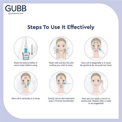 Gubb Derma Roller For Face Acne Scars, Skin Ageing & Hair Regrowth - Reduces Hair Fall - Stimulates Hair Follicles - Suitable for Beard Also - Safe & Effective _ Black