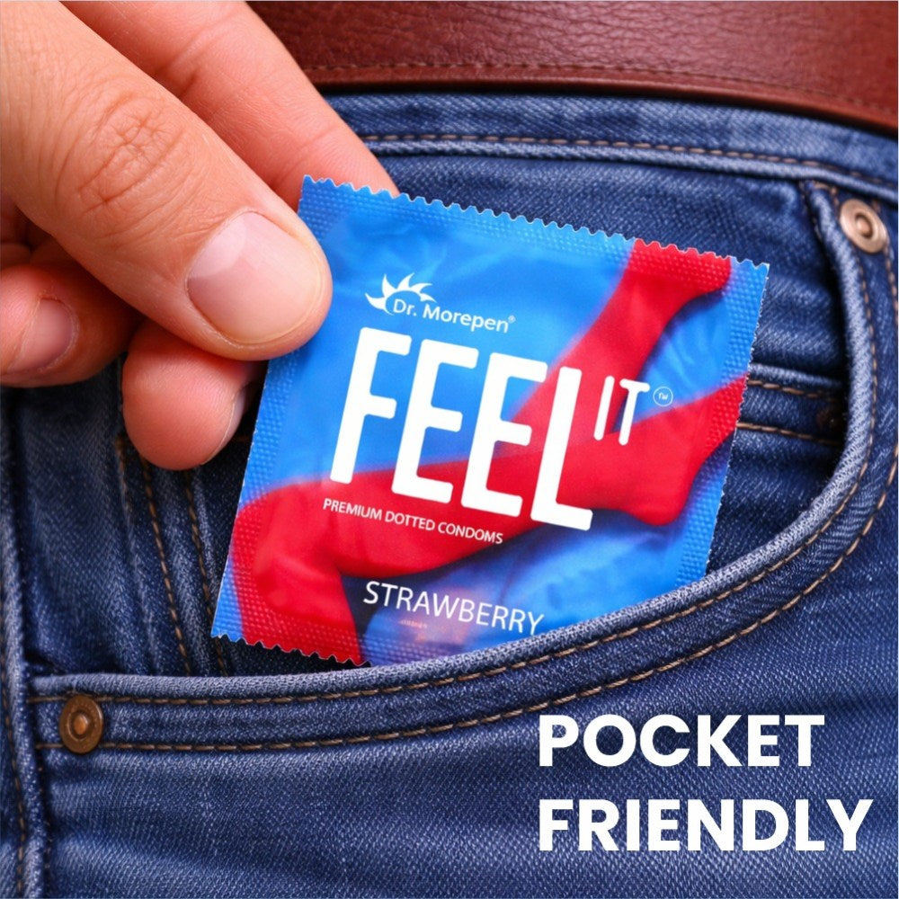 Dr. Morepen Feel It Mass Dotted Condoms 10S Strawberry Flavour