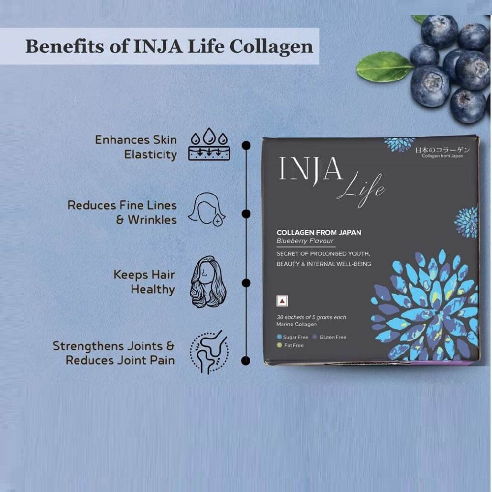 INJA Life Japanese Collagen with Blueberry Flavour (30 Sachets) - (1x5 gms)