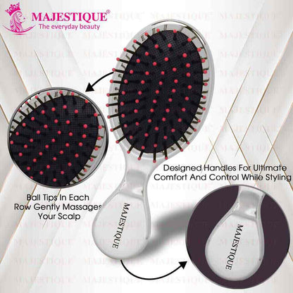 Majestique Mini Detangler Hair Brush, Massage Paddle for Adults & Kids (Color May Vary)