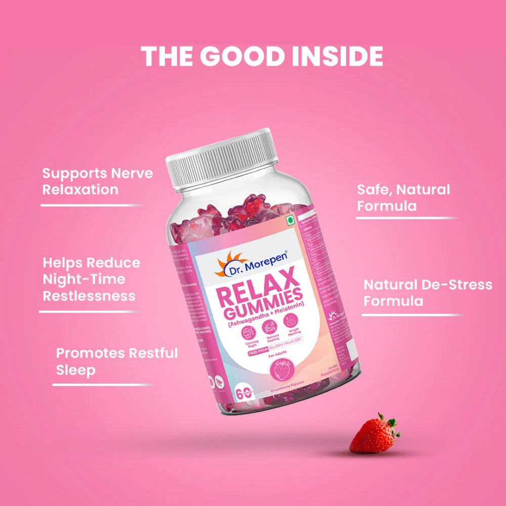 Dr. Morepen Relax Gummies with Ashwagandha & Melatonin (60 Gummies)