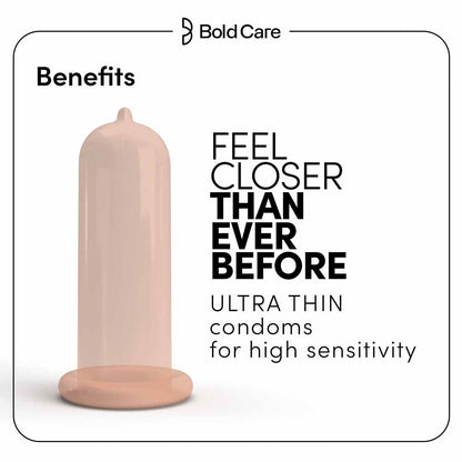 Bold Care 404 Super Ultra Thin Chocolate Flavored Condoms For Men, 60 Microns with Disposable Pouches (50 gms)