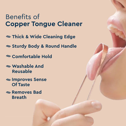 GUBB Copper Tongue Cleaner, Scraper for Kids & Adults (Round)