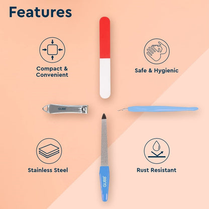 GUBB Manicure Kit 4 In 1 Nail Clipper, Nail Filer, Nail Buffer & Cuticle Remover