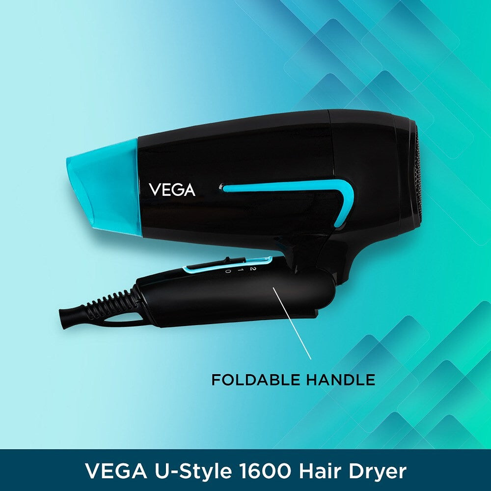 Vega Hair Dryer For Women & Men With Cool Shot Button (U-Style Dryer 1600 Watts)