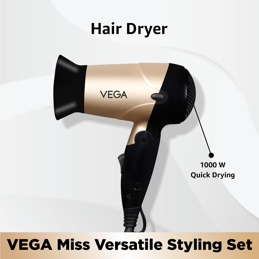 Vega Miss Versatile Styling Set Straightener, Curler & Dryer Gift Combo