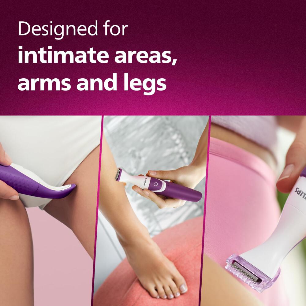 Philips BRT383/15 Rechargeable Cordless Wet & Dry Trimmer for Women, Bikini Trimmer with 3 Length Settings, 180mins Runtime