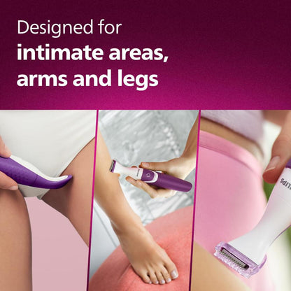 Philips BRT383/15 Rechargeable Cordless Wet & Dry Trimmer for Women, Bikini Trimmer with 3 Length Settings, 180mins Runtime