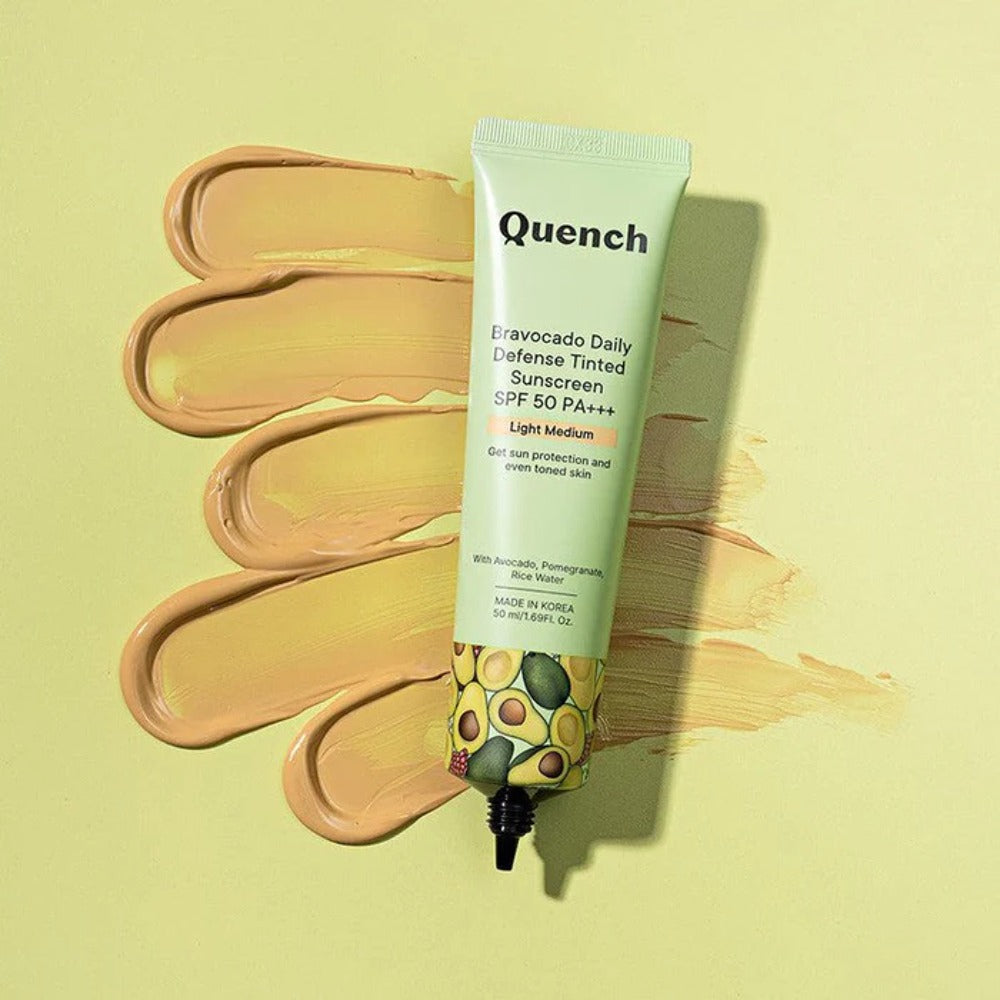 Quench Botanics Daily Defense Tinted Sunscreen SPF 50 PA+++ with Avocado Vitamins C & E - Light Medium (50ml)