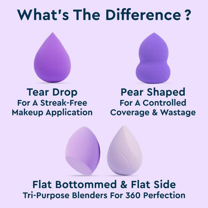 GUBB Beauty Blender Assorted (Purple) (Pack 4 Pcs)