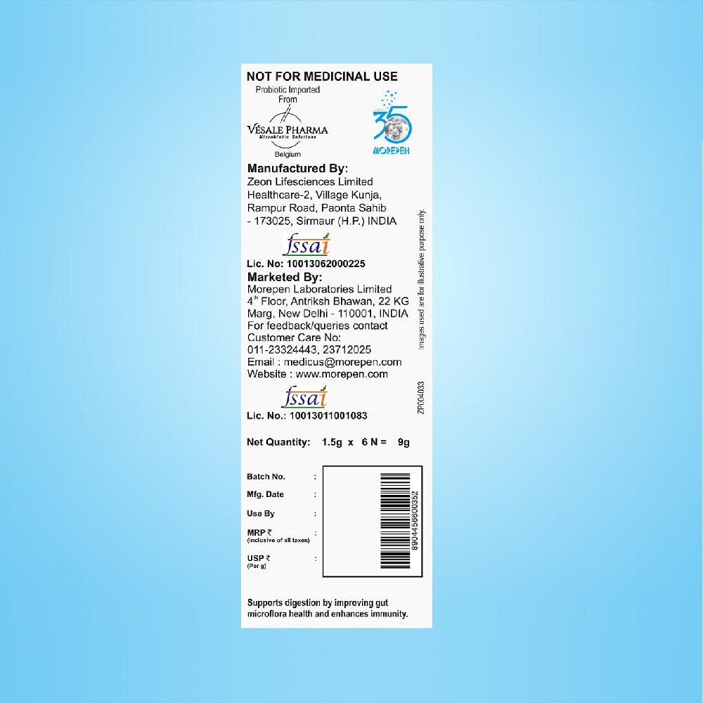 Dr. Morepen Intebact Insta 2Bn Cfu Probiotics Supplement Vanilla Flavour (6 Sachets)