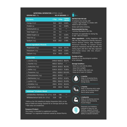 Dr. Morepen MUSCLE FOOD EAA+BCAA - BLUE RASPBERRY (450 gms)