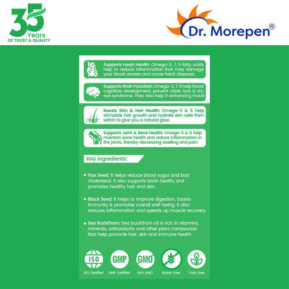 Dr. Morepen Veg Omega 3 6 7 9 Capsules 500Mg (60 Veg Capsules)