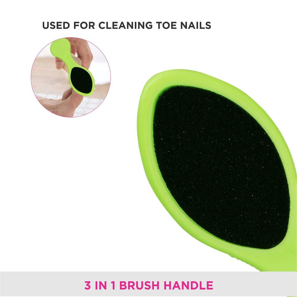 Vega 3 In 1 Pedicure Brush Kit Tool For Cleanse,Scrub & File Dead Skin