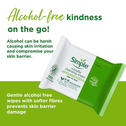 Simple Kind To Skin Micellar Cleansing Wipes 25 Wipes
