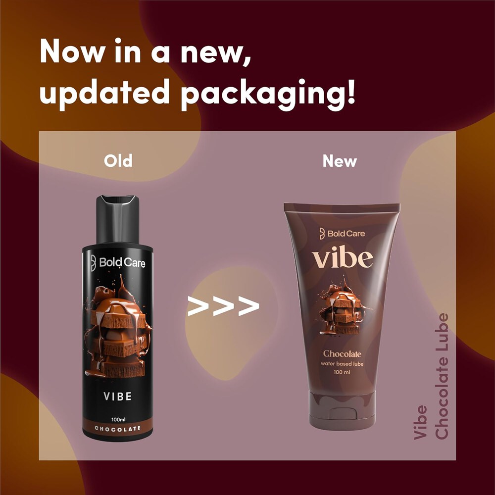 Bold Care Vibe - Natural Personal Lubricant for Men and Women, Premium Chocolate Flavour, Water Based Lube (100ml)
