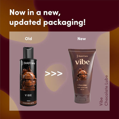 Bold Care Vibe - Natural Personal Lubricant for Men and Women, Premium Chocolate Flavour, Water Based Lube (100ml)