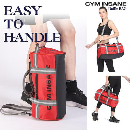 GYM INSANE REDSAC Polyester Duffle Bag with Shoe Compartment for Men & Women Color - Red (26 Ltr)