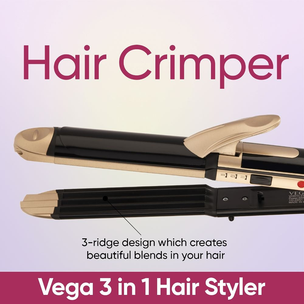 Vega 3 In 1 Hair Styler- Straightener, Curler And Crimper For Women