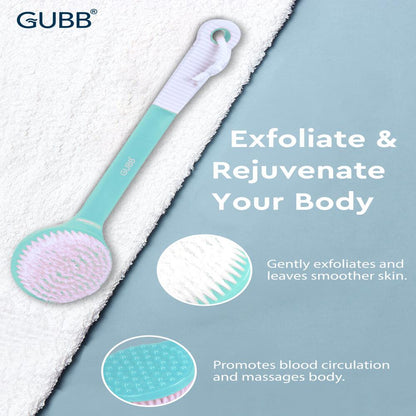 GUBB Bath Brush with Long Handle Dual Sided Exfoliating Bath Brush for Cleanse, Exfoliate & Massage