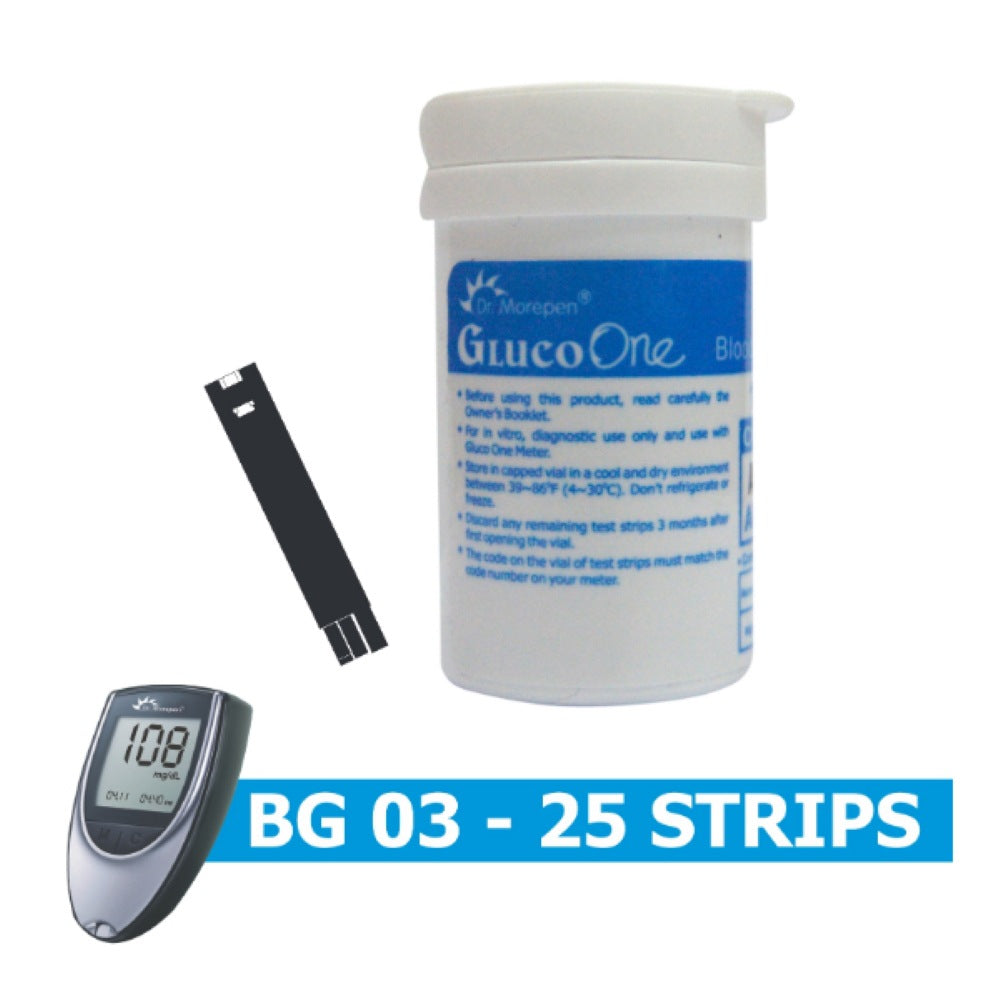 Dr.Morepen GlucoOne BG-03 Blood Glucose Test Strips (Pack of 25)