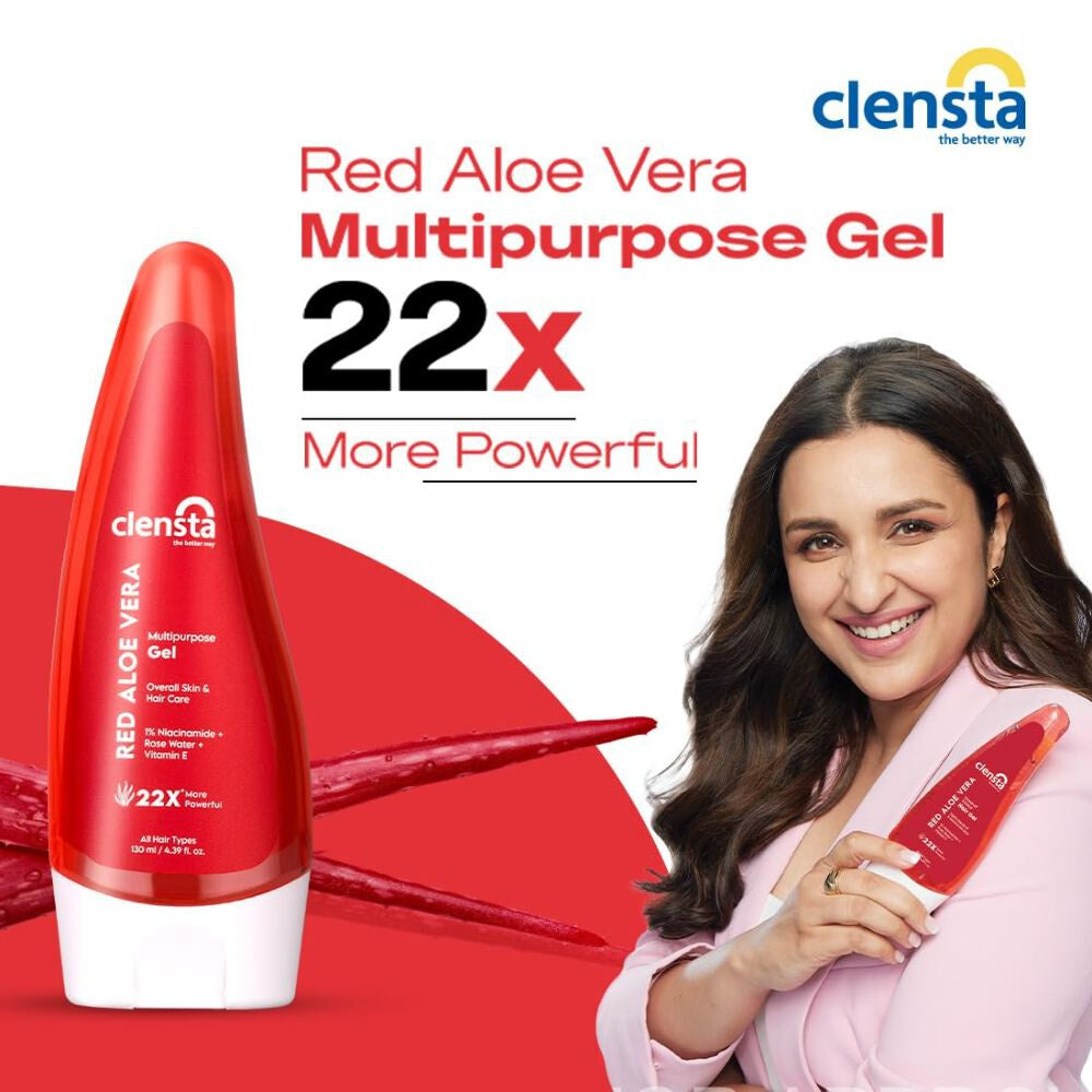 Clensta Red Aloe Vera Multipurpose Gel With 1% Niacinamide For Moisturizing (130ml)