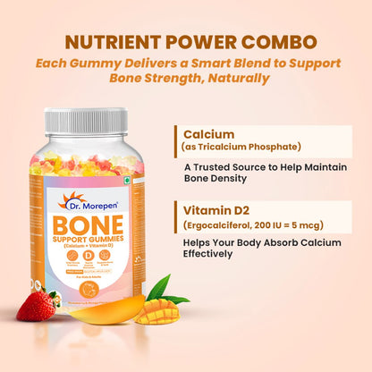 Dr. Morepen Bone Support Gummies With Calcium + Vitamin D (60 Gummies)