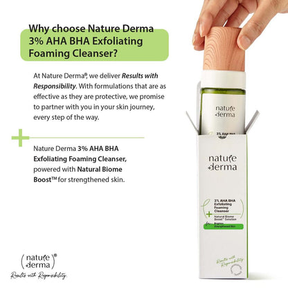 Nature Derma 3% AHA BHA Facewash with 100% Natural Biome-Boost™ (100ml)