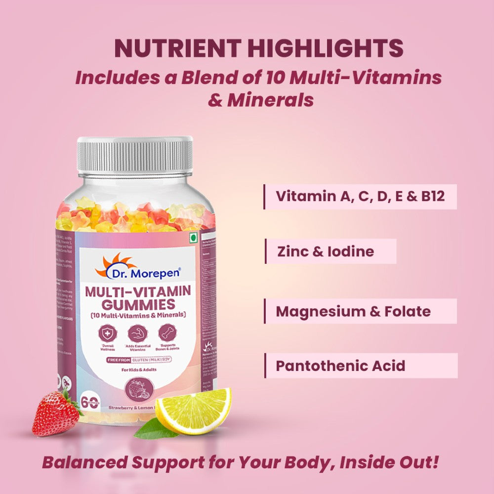 Dr. Morepen Multivitamin Gummies With 10 Multi-vitamins & Minerals (60 Gummies)