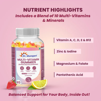 Dr. Morepen Multivitamin Gummies With 10 Multi-vitamins & Minerals (60 Gummies)