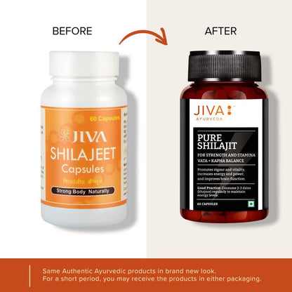 Jiva Pure Shilajit Strengthens Reproductive System & Nervous System (60 Capsules)