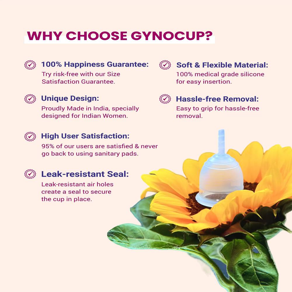 Gynocup Reusable Menstrual Cup For Women Safe (White,Large)