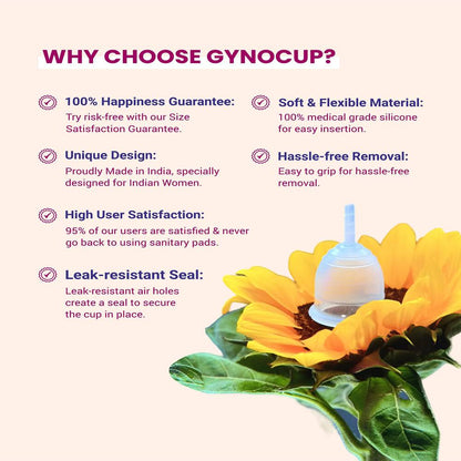 Gynocup Reusable Menstrual Cup For Women Safe (White,Large)