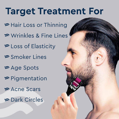 GUBB Derma Roller For Face Acne Scars, Skin Ageing & Hair Regrowth - Reduces Hair Fall - Stimulates Hair Follicles - Suitable for Beard Also - Safe & Effective _ Pink