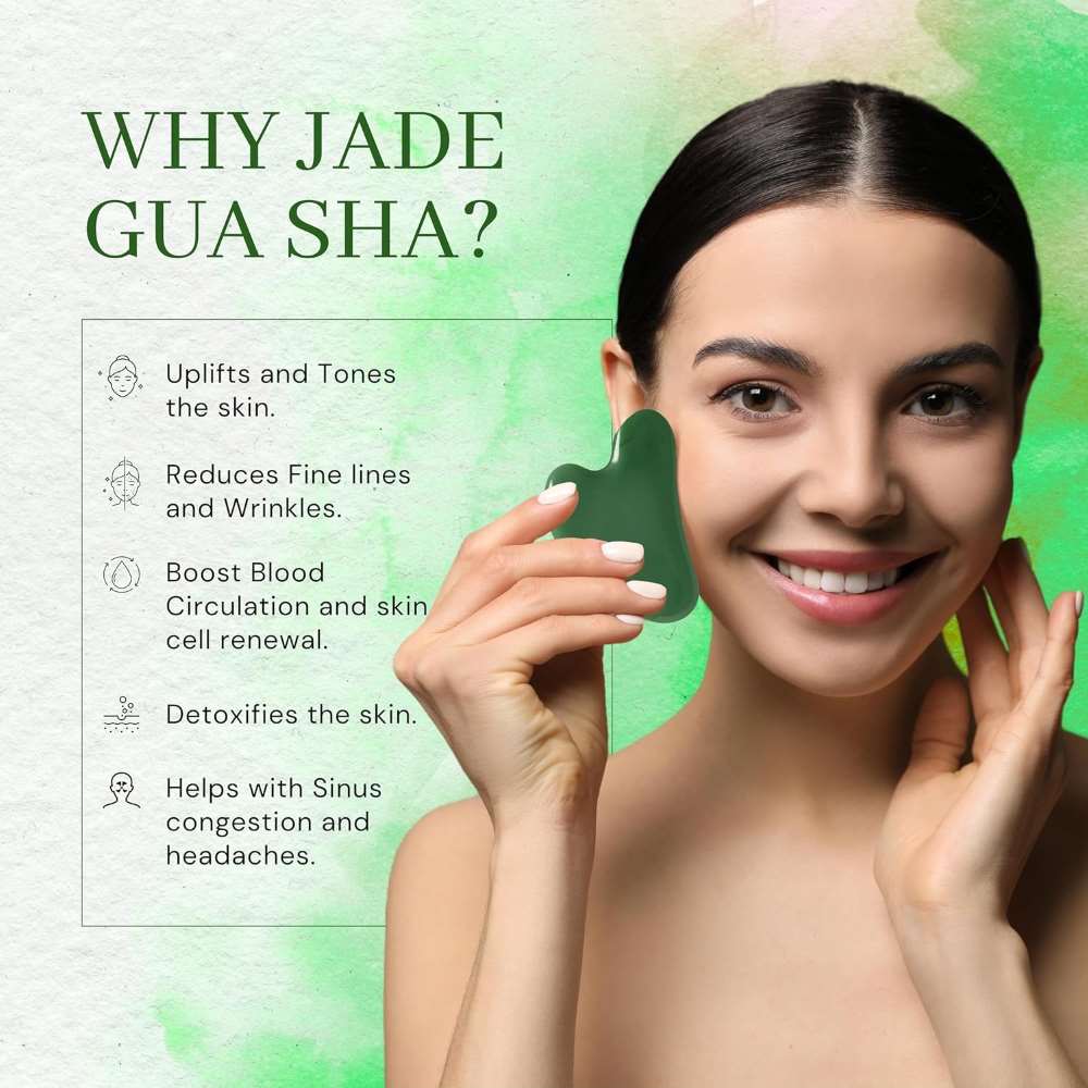 Leafoberryy Sophisticated Sculptor Jade Beauty ,Jade Gua Sha Facial Lifting Tool