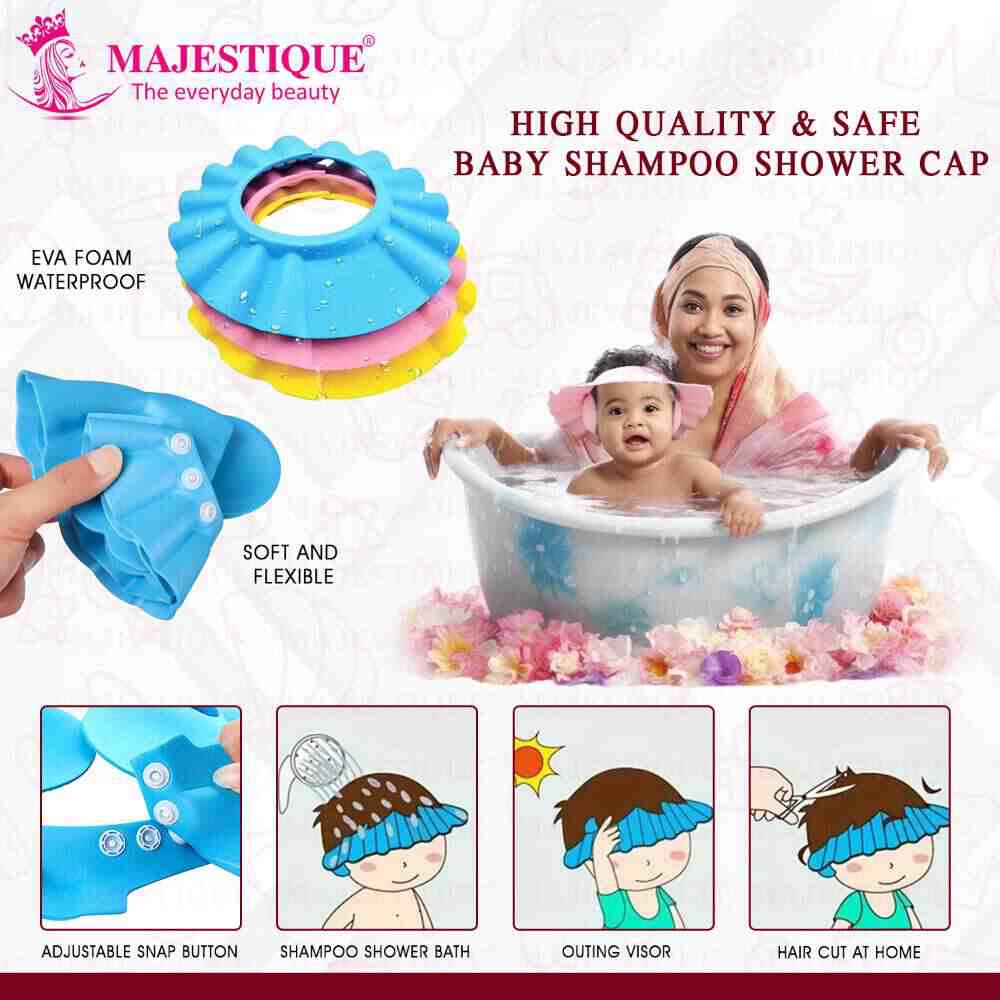 Majestique Baby Shower Cap with Baby Grooming and Care Kit, Baby Bath Accessories (4 pcs) Multicolor