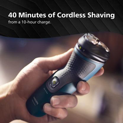 Philips S1151/03, Electric Shaver for Men, Wet and Dry Shave, 3D Floating Heads, 27 Self Sharpening Blades, Cordless, Waterproof (New Model)