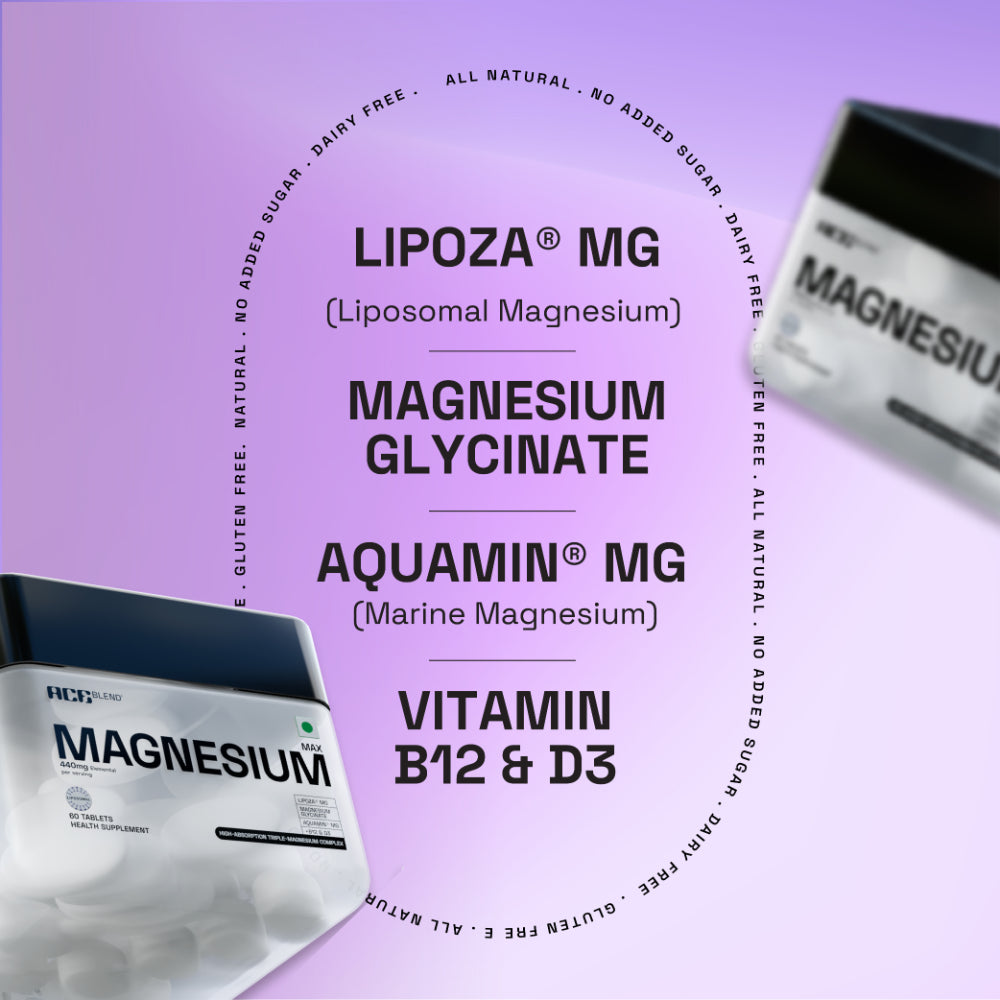 Ace Blend Max Magnesium Tablets 440mg|Magnesium Glycinate + Liposomal Lipoza + Aquamin