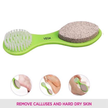 Vega 3 In 1 Pedicure Brush Kit Tool For Cleanse,Scrub & File Dead Skin