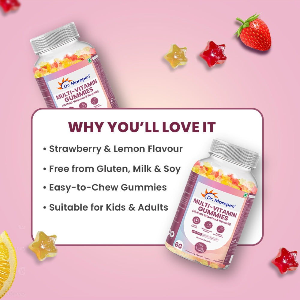 Dr. Morepen Multivitamin Gummies With 10 Multi-vitamins & Minerals (60 Gummies)