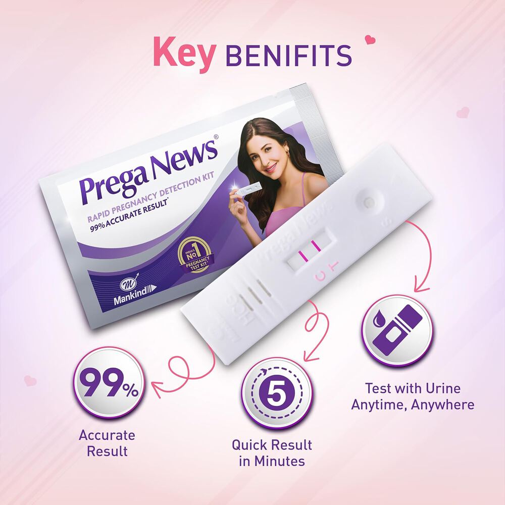 Prega News One Step Urine HCG Pregnancy Test Kit (1 Tests)